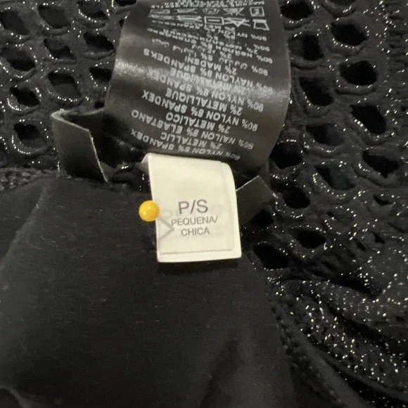 Vintage Y2k Bebe Mini Bodycon Dress Petite P/S Black Sexy Lace Stretch Metallic - Picture 11 of 12